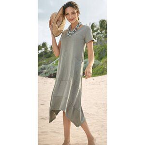 SOFT SURROUNDINGS Loria Dress in Overland Trek Khaki Lagenlook Pullover Size XL